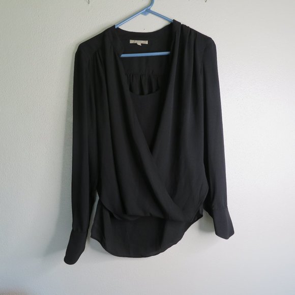 Women's Joan Vass Studio Black Draped Blouse Size Small - Picture 1 of 6